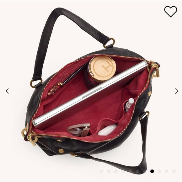 Hammitt Daniel Lrg Black Brushed Gold Red Zip - Black Large Leather Tote Bag - Picture 2 of 5